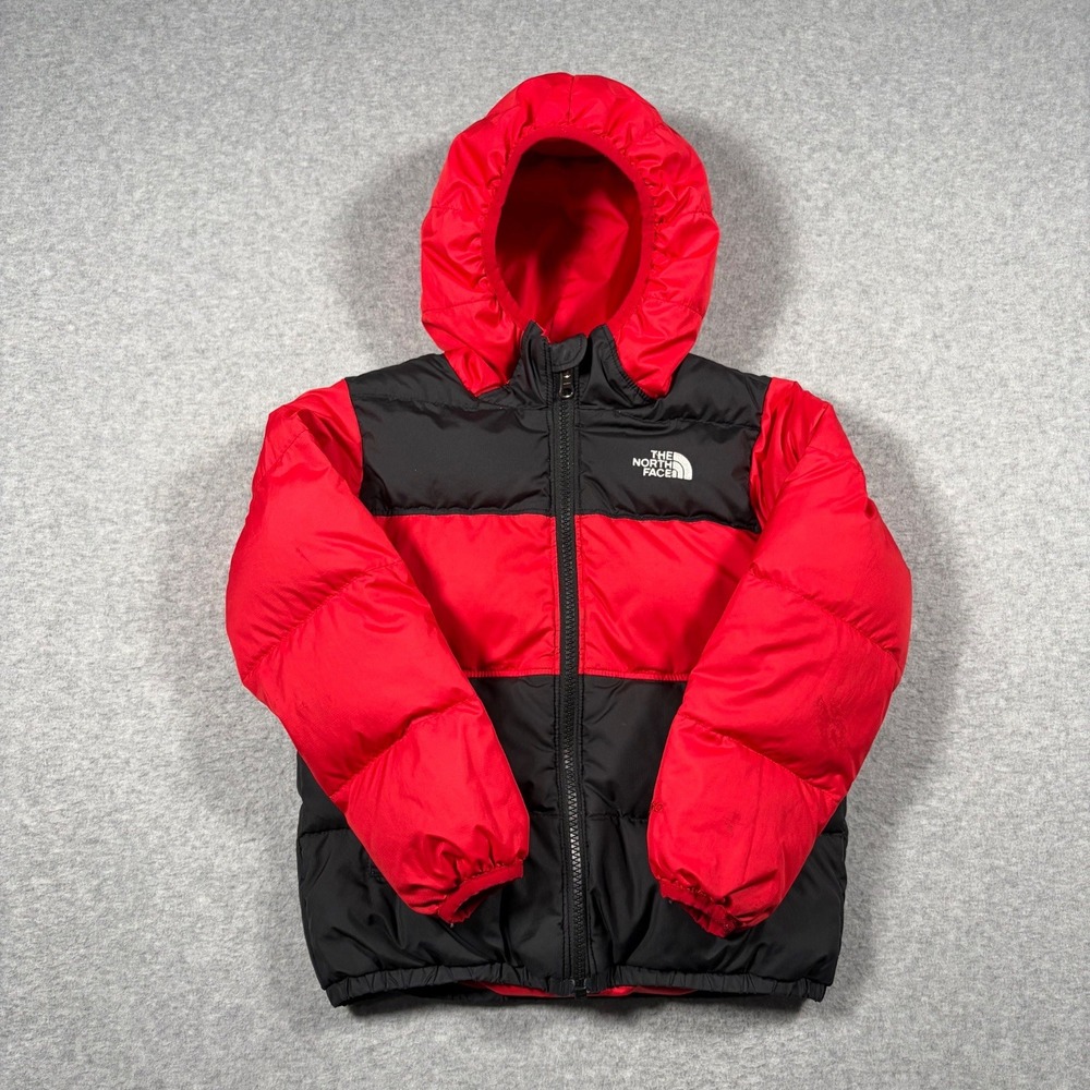 The North Face 550 Reversible Down Puffer Jacket Toddler 5T Red Black NF0A2TN9